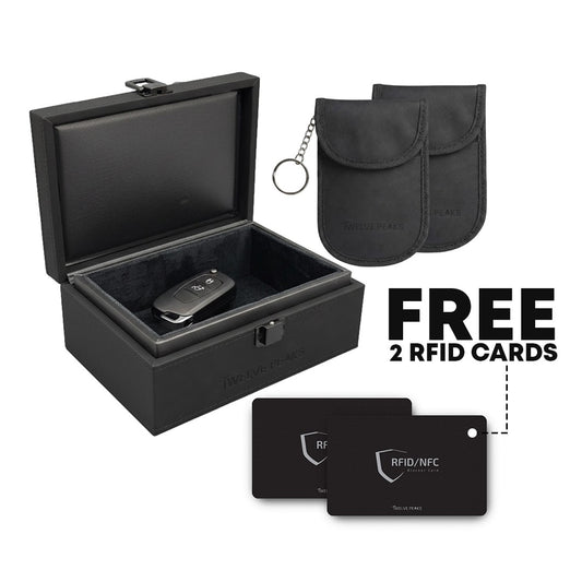 Faraday Box for Car Keys with 2 Pouches and 2 RFID Cards