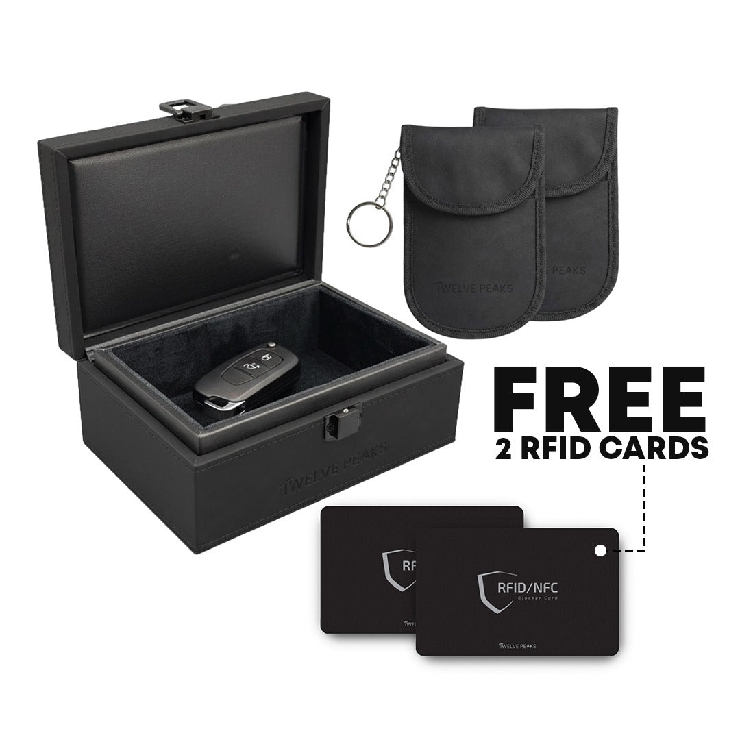 Faraday Box for Car Keys with 2 Pouches and 2 RFID Cards